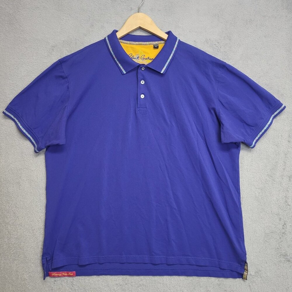 Robert Graham Shirt Mens 2XL Royal Blue Polo Short Sleeve Casual